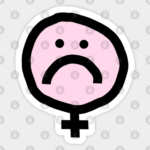 Female Pink Unhappy Smiley Face Sticker by ellenhenryart
